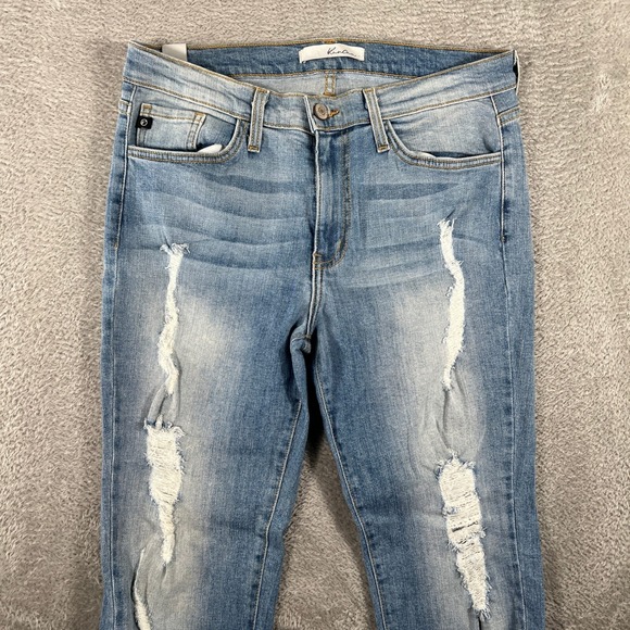 KanCan‎ Distressed Skinny Jeans Womens 29 Light Wash High Rise USA Made Chic - Picture 1 of 13